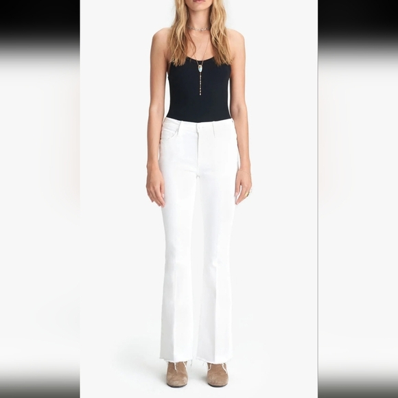 MOTHER Denim - MOTHER The Weekender Fray White Stretch Flare Women Jeans Size 34 Made in USA